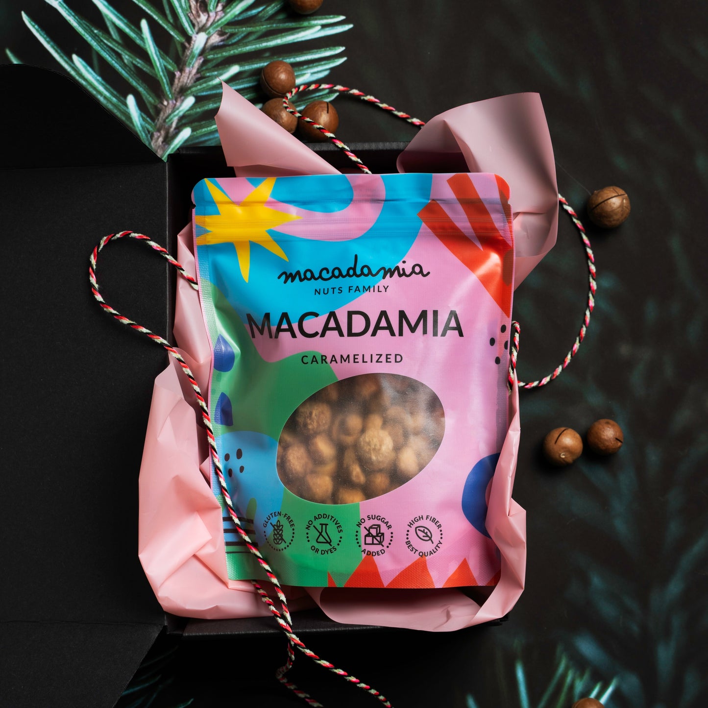 Karamelizuoti makadamijų riešutai