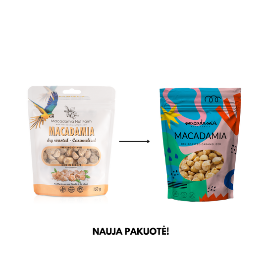 Karamelizuoti makadamijų riešutai